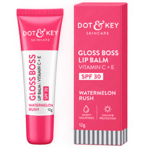 Dot & Key Gloss Boss Lip Balm SPF 50 - Watermelon Rush (12 g) | Intense Moisturizer & Glossy Tint for Dry, Chapped Lips