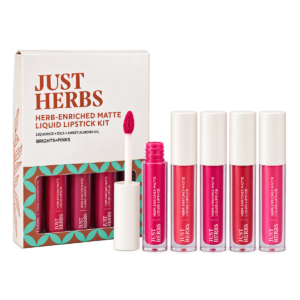 Just Herbs Herb-Enriched Matte Liquid Lipstick Kit Set of 5 - Brights & Pinks (5 ml) | Ayurvedic Long-Lasting & Hydrating Lip Colors