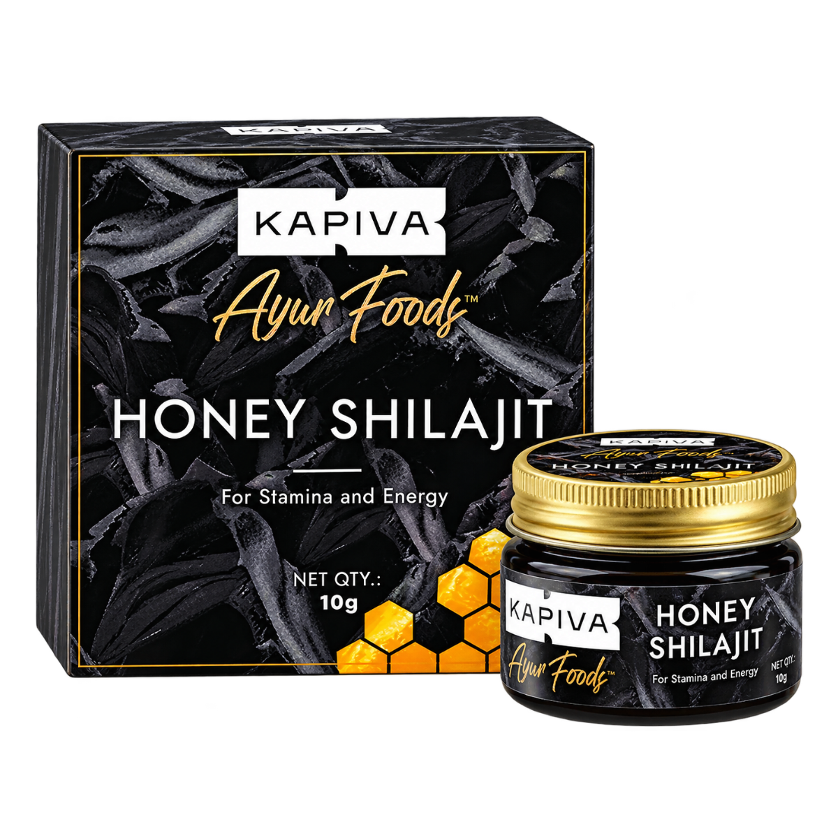 Kapiva Ayur Foods Honey Shilajit (10g Jar) | Pure Himalayan Resin Infused with Raw Honey for Stamina, Energy & Vitality
