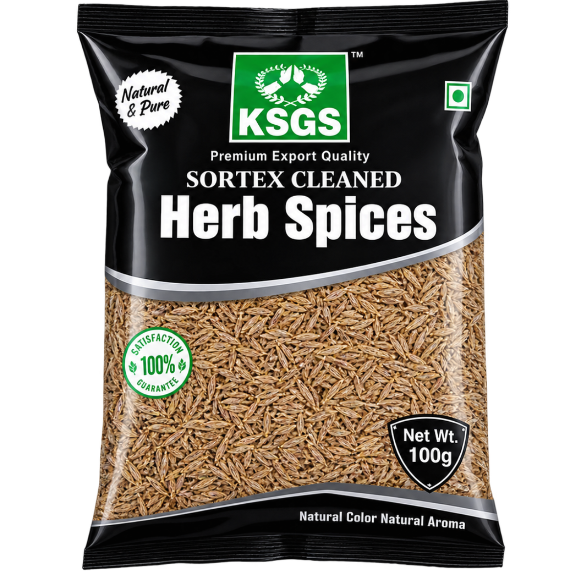 KSGS Cumin Seeds (Jeera) – Premium Export Quality, Sortex Cleaned – 100g Pack