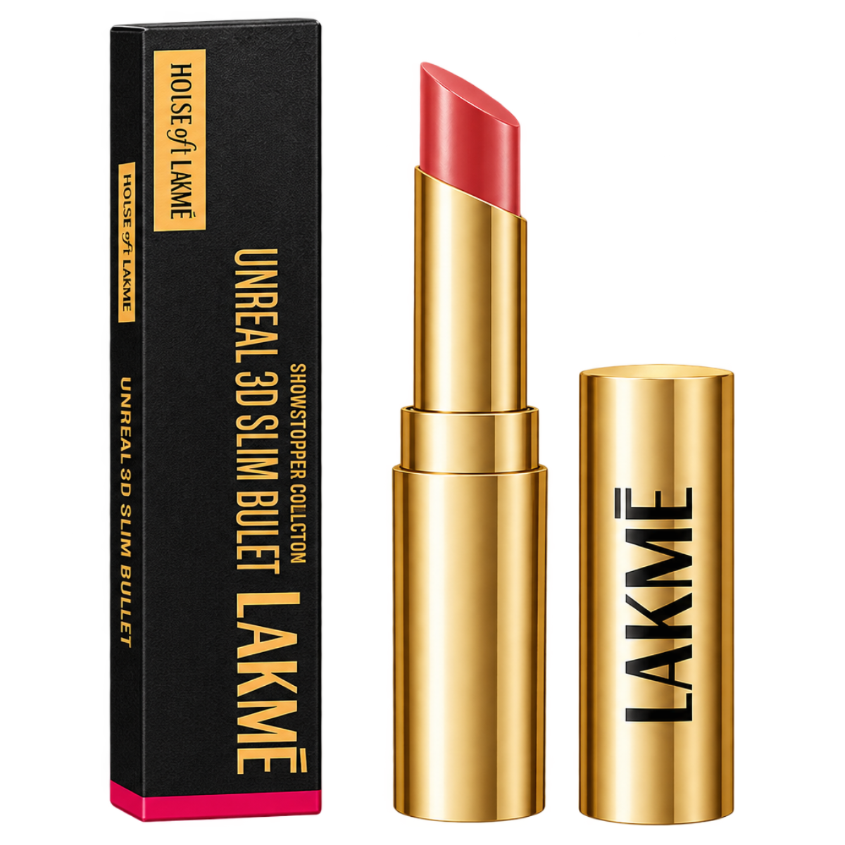 Lakmé Unreal 3D Slim Bullet Matte Lipstick - Nude Pop (3.6g) | Dimensional Matte Lip Color with Subtle Shine