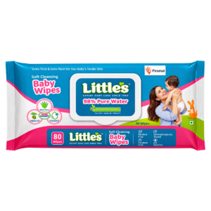 Little's Soft Cleansing Baby Wipes (80 Wipes) | 98% Pure Water, pH Balanced, Alcohol-Free & Paraben-Free Wet Wipes
