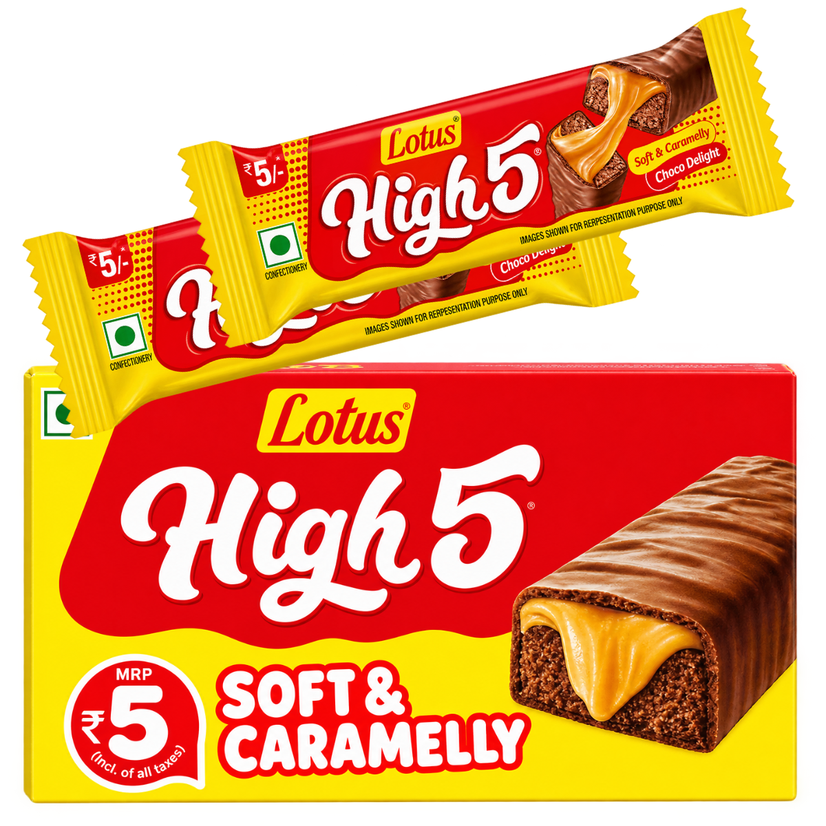 Lotus High 5 Soft & Caramelly Choco Delight Chocolate - 10.5g (Pack Of 48)