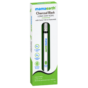 Mamaearth Charcoal Black Long Stay Kohl Kajal Pencil with Castor Oil & Chamomile (1.2g) - Free Sharpener Included