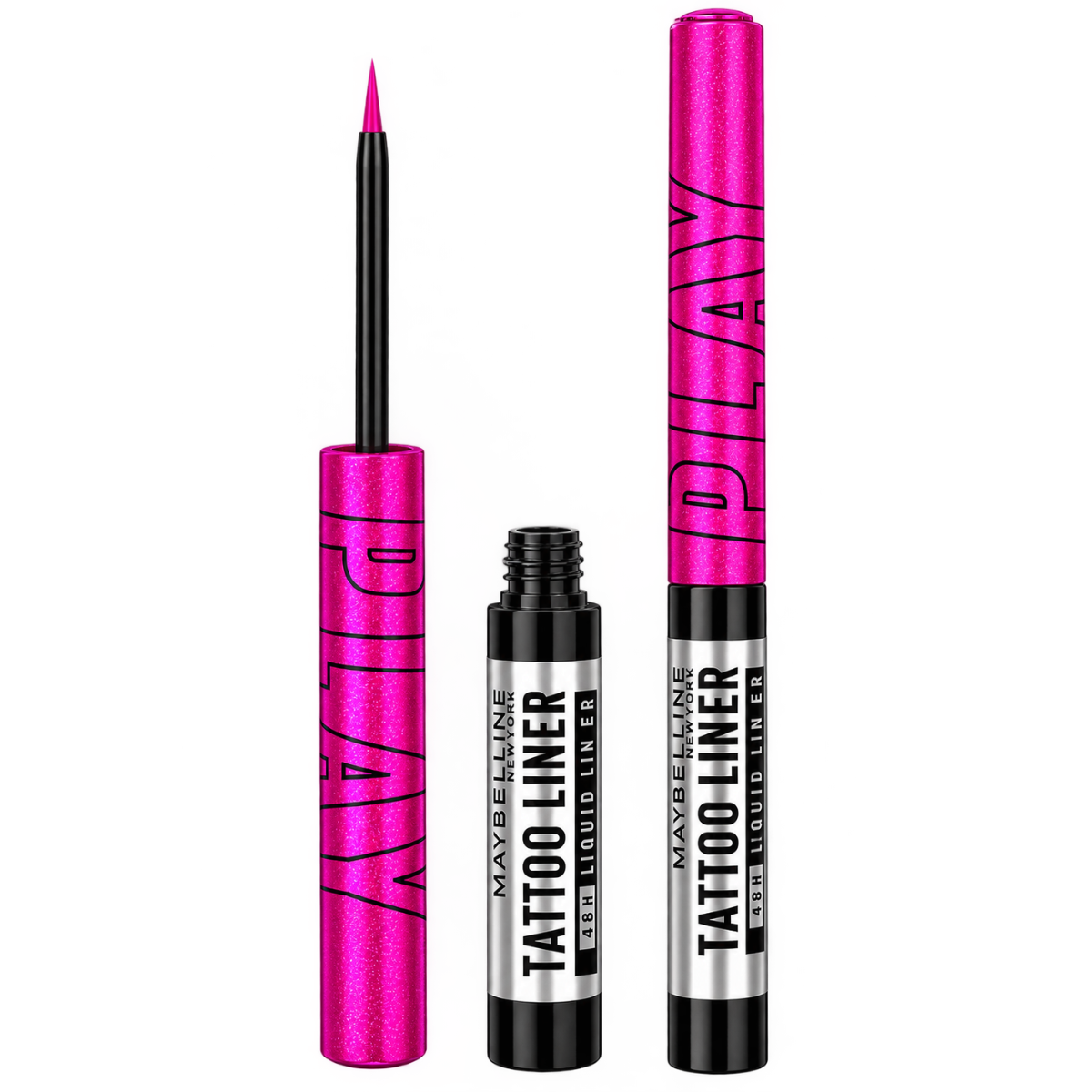 Maybelline New York Tattoo Play Liquid Eyeliner - Punch (2.1 ml) | Metallic Pink 48HR Longwear Waterproof Eyeliner