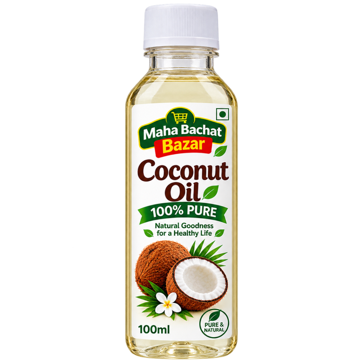 Maha Bachat Bazar 100% Pure Coconut Oil – Natural Goodness for Hair, Skin & Health (100ml)