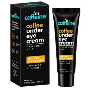 mCaffeine Coffee Under Eye Cream Tube with Hyaluronic Acid - 15 ml (Reduces Dark Circles & Puffiness)