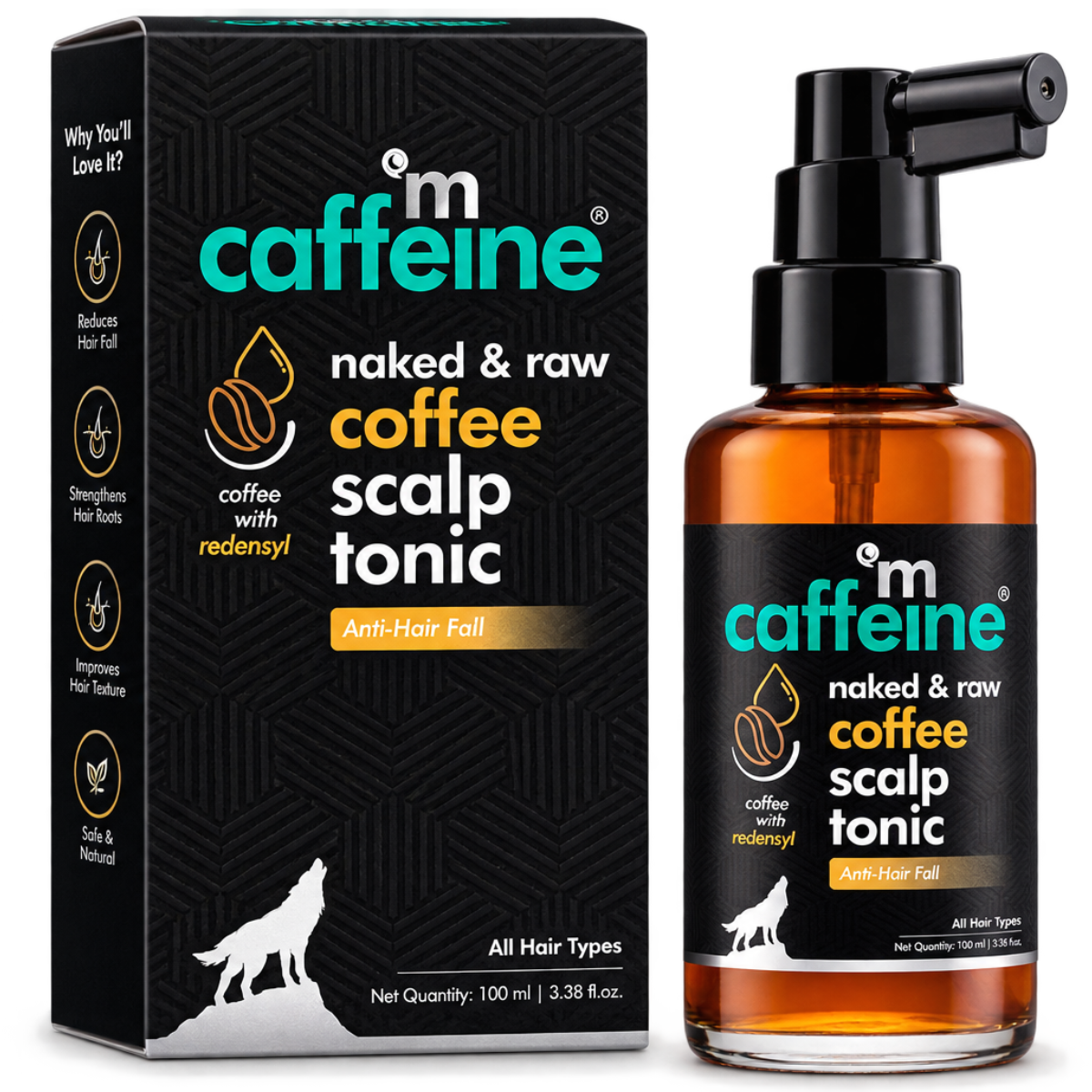 mCaffeine Naked & Raw Coffee Scalp Tonic for Hair Growth with Redensyl & Protein - 100 ml (Controls Hair Fall)