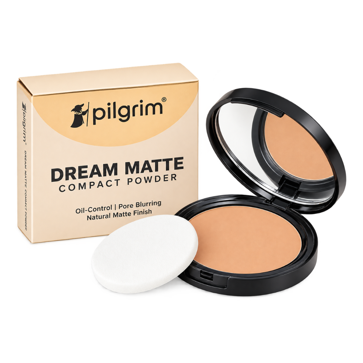 Pilgrim Dream Matte Compact Powder – Oil-Control & Pore Blurring (9g)