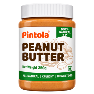 Pintola All Natural Peanut Butter Unsweetened (350g) | 100% Pure Roasted Peanuts | 30g High Protein | Vegan, Gluten-Free & Non-GMO