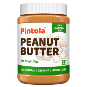 Pintola All Natural Peanut Butter Unsweetened (1kg Jar) | 100% Pure Roasted Peanuts | 30g High Protein | Vegan, Gluten-Free & Non-GMO