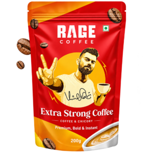 Rage Coffee Extra Strong Premium Blend Coffee Powder (200g Zipper Pouch) | Bold Instant Coffee & Chicory Blend for Hot & Cold Brews