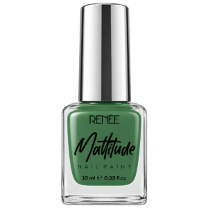RENÉE Mattitude Nail Paint - Algae Green 213 (10 ml) | Quick Drying Ultra Matte Nail Polish