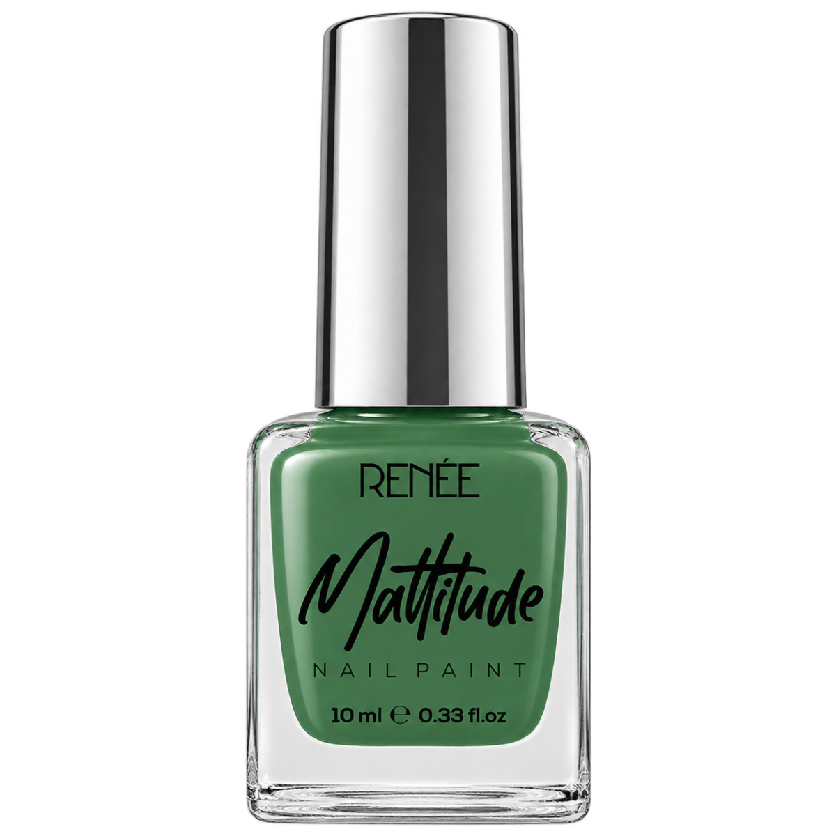RENÉE Mattitude Nail Paint - Algae Green 213 (10 ml) | Quick Drying Ultra Matte Nail Polish