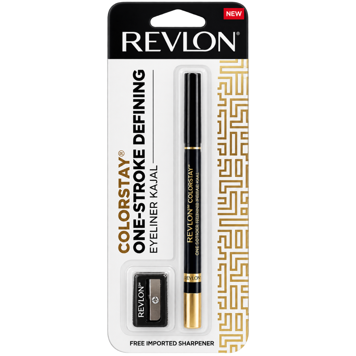 Revlon ColorStay One-Stroke Defining Eyeliner Kajal - Blackest Black (1.2 g) | Intense Waterproof Kajal with Free Sharpener