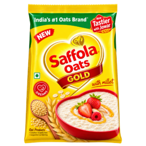 Saffola Oats Gold (1.5 kg / 1500g) | Rolled Oats with Jowar Millet | High Protein & Dietary Fibre Breakfast Cereal for Weight Loss