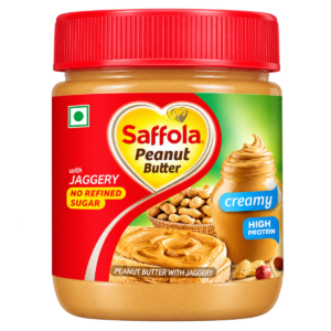 Saffola Peanut Butter with Jaggery (350g) | High Protein Spread with 0% Refined Sugar | Enriched with Natural Jaggery & Farm-Picked Peanuts