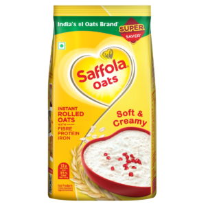Saffola Oats 500g | 100% Natural Rolled Oats | Soft & Creamy Breakfast Cereal | High Protein, Dietary Fibre & Iron for Weight Management