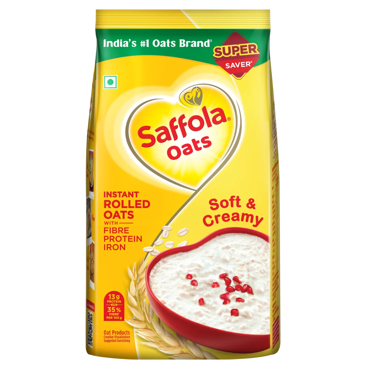 Saffola Oats 1 kg | 100% Natural Rolled Oats | Soft & Creamy Breakfast Cereal | High Protein, Dietary Fibre & Iron for Weight Management