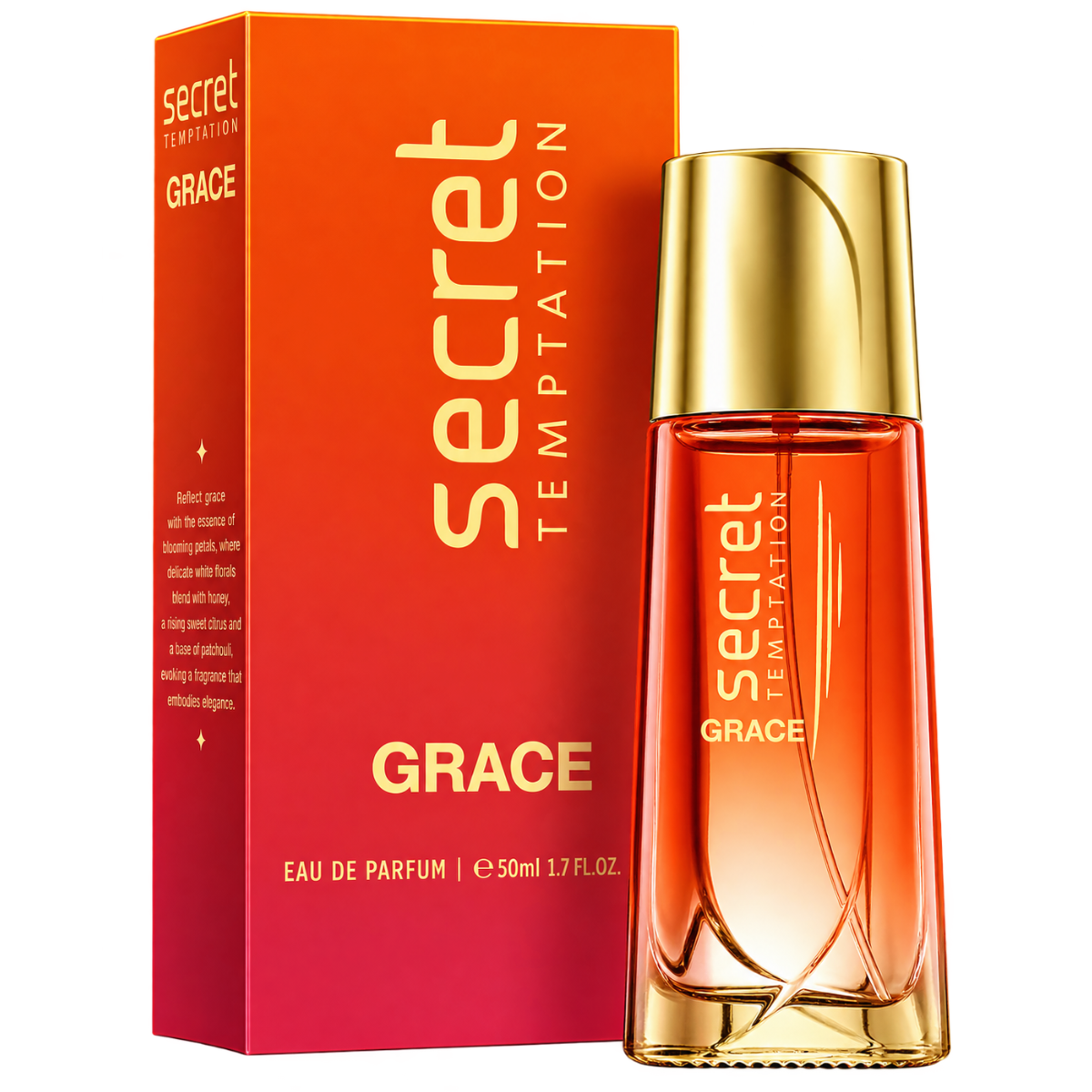 Secret Temptation Grace Luxury Eau De Parfum for Women - 50 ml | Long-Lasting Sweet Citrus & White Floral Perfume