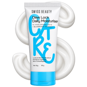 Swiss Beauty Dew Lock Daily Moisturiser (50g) | 1% Hyaluronic Acid & Blueberry Extract Non-Comedogenic Hydrating Face Cream